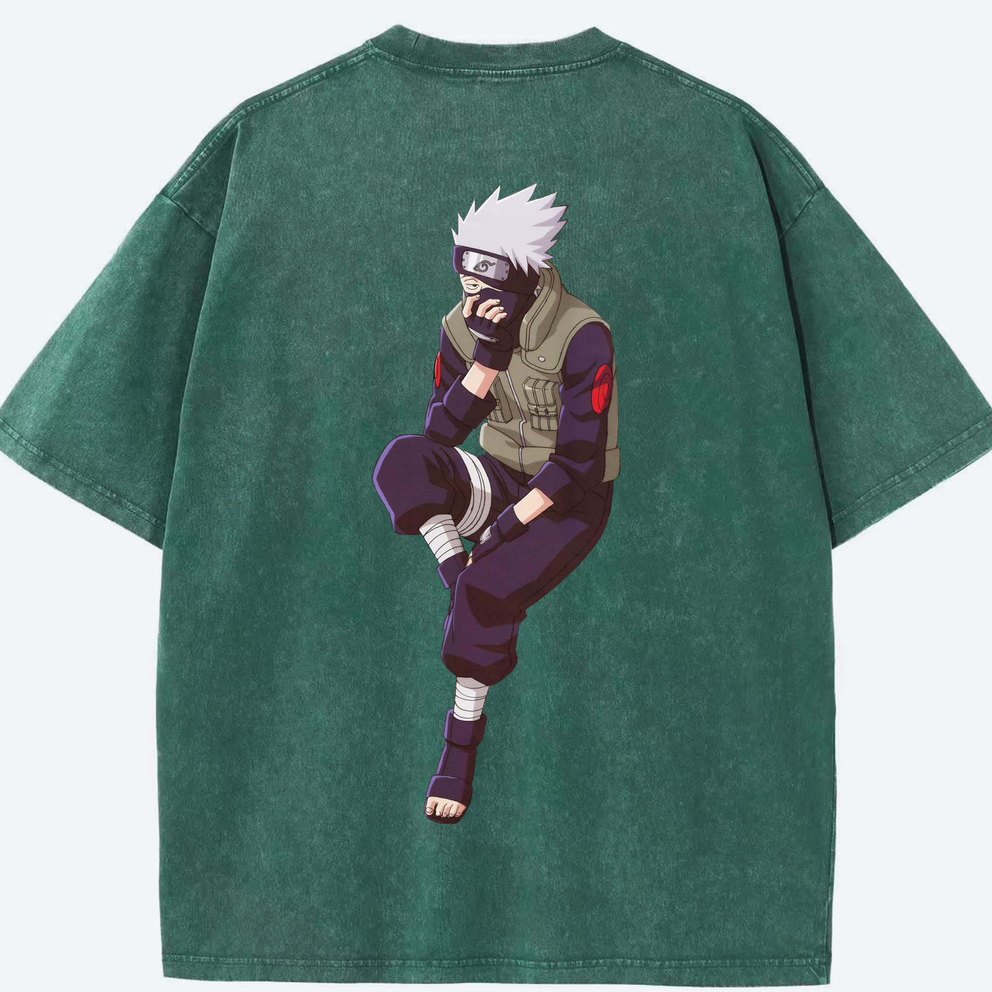 （画像用） NARUTO -ナルト- はたけ カカシ Hatake Kakashi 綿100% ヴィンテージ風 半袖Tシャツ（背面プリント）